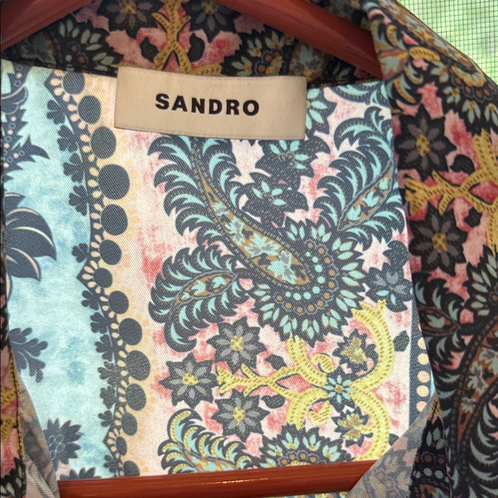 Sandro Pink and Black Floral Blouse - Picture 2 of 11